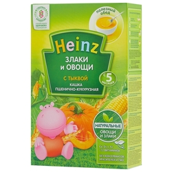 Каша Heinz безмолочная Злаки и овощи пшенично-кукурузная с тыквой (с 5 месяцев) 200 г