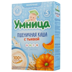 Каша Умница молочная пшеничная с тыквой (с 5 месяцев) 200 г