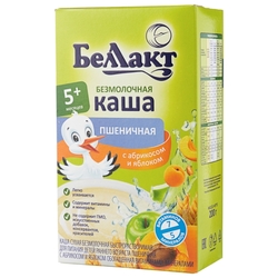 Каша Беллакт безмолочная пшеничная с абрикосом и яблоком (с 5 месяцев) 200 г