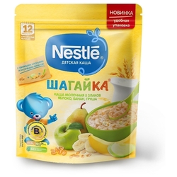 Каша Nestlé молочная Шагайка 5 злаков с кусочками яблока, банана и грушей (с 12 месяцев) 200 г дойпак