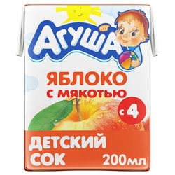 Сок с мякотью Агуша Яблоко, c 4 месяцев