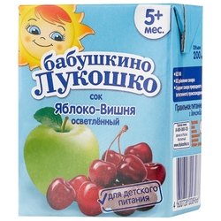 Сок осветленный Бабушкино Лукошко Яблоко-вишня (Tetra Pak), с 5 месяцев