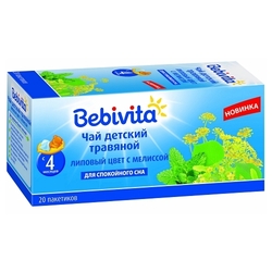 Чай Bebivita Липовый цвет с мелиссой, c 4 месяцев