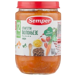 Пюре Semper спагетти болоньезе (с 12 месяцев) 190 г, 1 шт