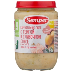 Пюре Semper картофель с семгой в сливочном соусе ( с 12 месяцев) 190 г, 1 шт