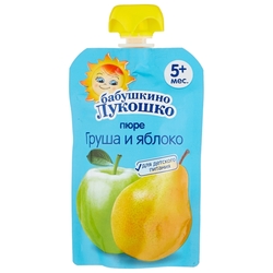 Пюре Бабушкино Лукошко груша-яблоко (с 5 месяцев) мягкая упаковка 90 г, 1 шт