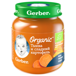Пюре Gerber Organic Тыква и сладкий картофель (с 5 месяцев) 125 г, 1 шт.