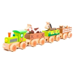 Каталка-игрушка Janod Поезд ферма с животными (J08536)