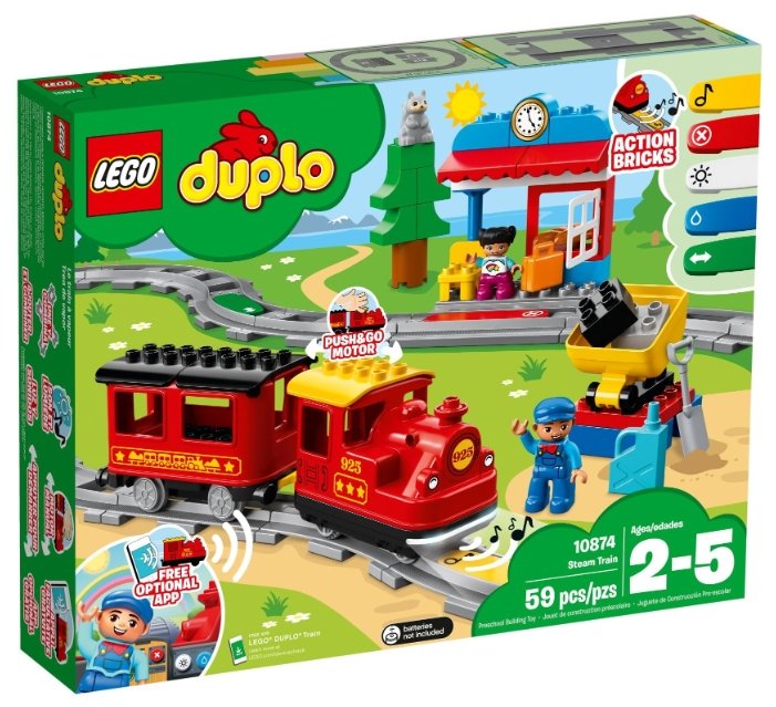 Электромеханический конструктор LEGO Duplo 10874 Поезд на паровой тяге