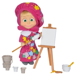 Кукла Simba Маша и Медведь Маша в одежде художницы с набором для рисования, 12 см, 9302047