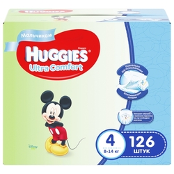 Huggies подгузники Ultra Comfort для мальчиков 4 (8-14 кг) 126 шт.