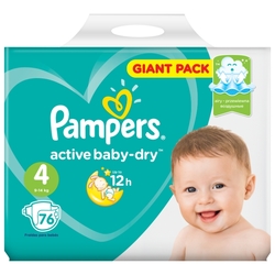 Pampers подгузники Active Baby-Dry 4 (9-14 кг) 76 шт.