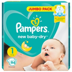 Pampers подгузники New Baby Dry 1 (2-5 кг) 94 шт.