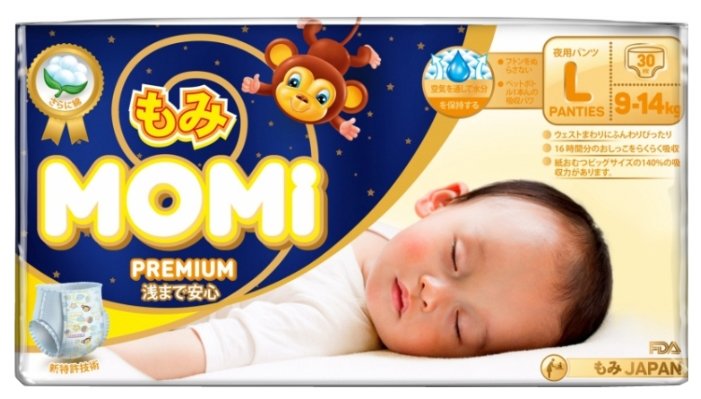 Momi трусики ночные Premium L (9-14 кг) 30 шт.